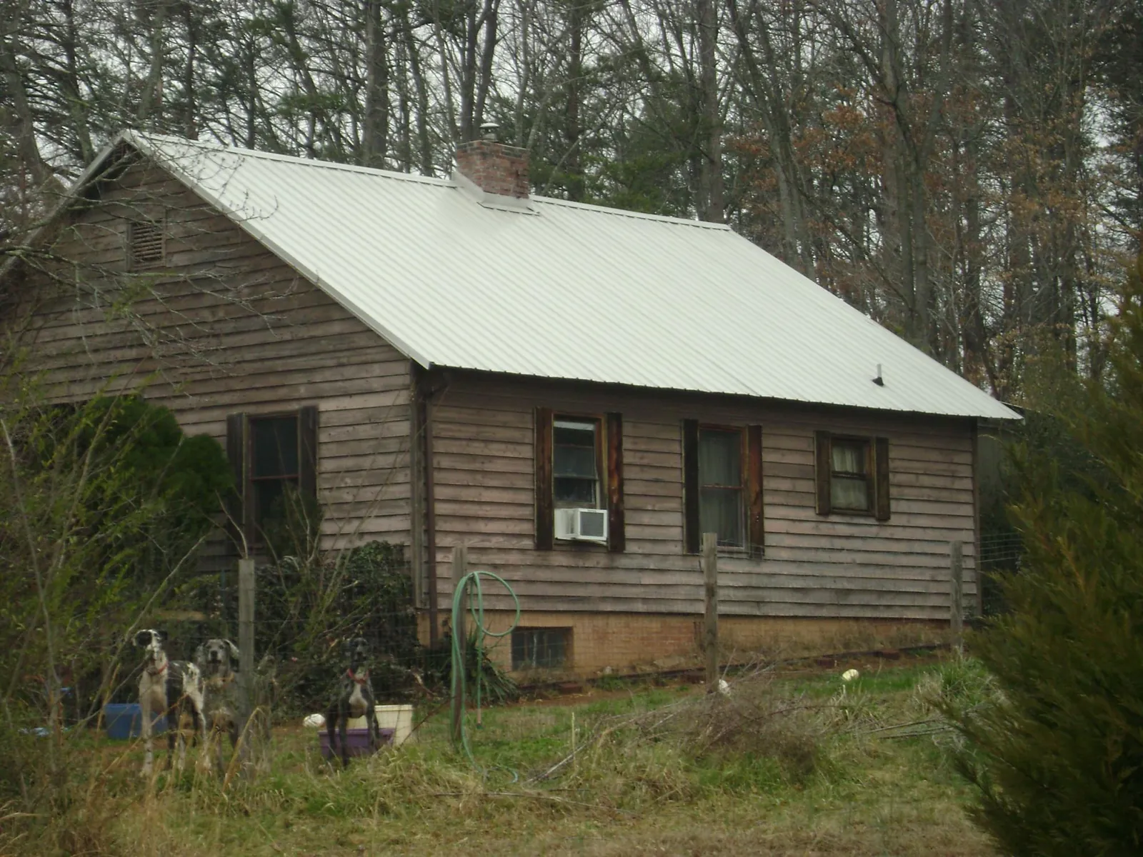 White metal roof on an old wood sided farmhouse, from a Asphalt Shingle Roof Repair job in Goehner